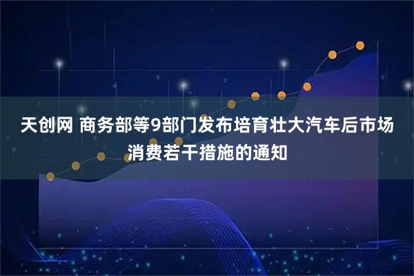 天创网 商务部等9部门发布培育壮大汽车后市场消费若干措施的通知