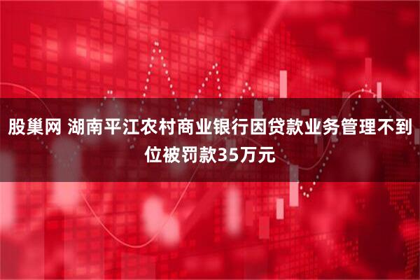 股巢网 湖南平江农村商业银行因贷款业务管理不到位被罚款35万元